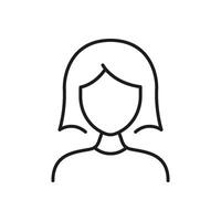 Female Avatar Line Icon. User Profile, Account Representation, And Identity Outline Symbol. Social Media, Networking, And Online Presence. Editable Stroke. Isolated Illustration vector