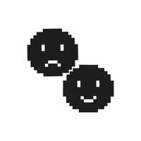 Pixel Art Happy And Sad Faces Icon. Emotional Expression And Mood Representation Symbol. Contrast Of Positive And Negative Feelings. Isolated Illustration vector