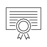 Certificate With Ribbon Line Icon. Achievement Recognition, Award Certification, And Educational Accomplishment Outline Symbol. Editable Stroke. Isolated Illustration vector