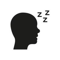 Sleeping Person With Zzz Solid Icon. Sleep, Rest, And Relaxation Silhouette Symbol. Nighttime, Dreaming, And Slumber Representation. Isolated Illustration vector