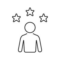 Person With Stars Line Icon. Achievement, Success, And Recognition Outline Symbol. Personal Excellence And Talent Representation. Editable Stroke. Isolated Illustration vector