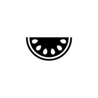 Watermelon slice in minimalistic black and white design showcasing seeds and shape vector