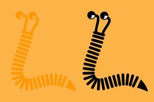 Colorful cartoon worms with playful expressions on an orange background showcasing creativity and whimsy vector