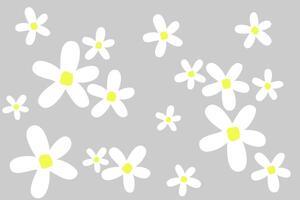 Vibrant white flowers with yellow centers scattered against a gray background create a cheerful and lively atmosphere vector