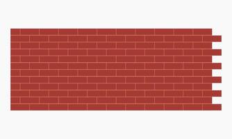 Flat illustration of a red brick wall with clean horizontal and vertical alignment, isolated on a white background. Suitable for construction, architecture, and pattern design themes. vector