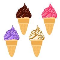 Sweet and delicious summer ice cream cone collection. vector