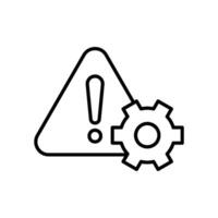 Risk management icon with warning sign and gears vector