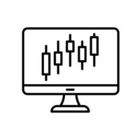 Stock market icon with candlestick diagram display on computer screen vector