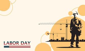 Happy Labor Day Template. US labor day. Construction site and worker vector