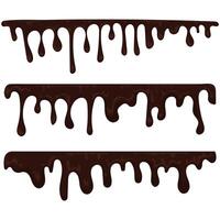 collection of realistic chocolate dripping borders with smooth texture and colorful candy sprinkles on transparent background. Perfect for dessert-themed designs, cakes, or bakery branding. vector