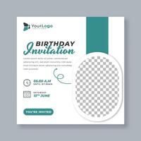 Elegant Birthday Invitation Social Media Post Template Editable Design for Beautiful Party Invitations and Festive Event Promotions vector