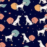 Seamless pattern of dogs sitting on clouds vector