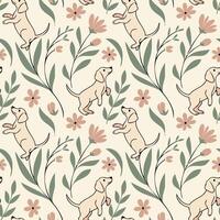 Seamless dog and boho pattern vector