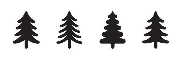 Minimalistic Pine Tree Icon Set. vector