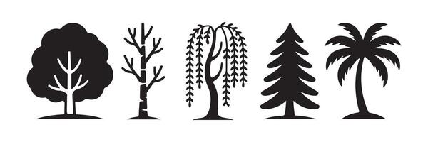 Trees icon set. Popular tree species collection. vector