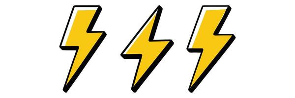 Flash Thunder Power Icon Set, Flash Lightning Bolt Icon. vector