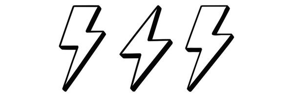 Flash Thunder Power Icon Set, Flash Lightning Bolt Icon. Electric power icon symbol. vector