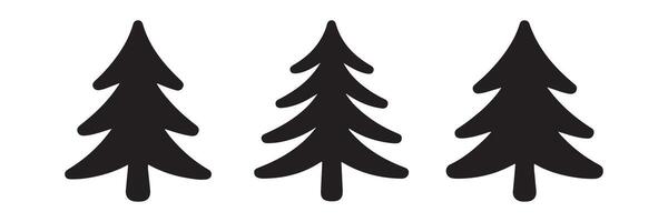 Minimalistic Pine Tree Icon Set. Pine Tree Silhouette vector