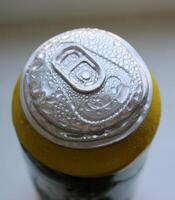 Condensation Drops On A Drink Can After Deep Freezing photo