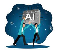 People are using AI to help and support work success. vector