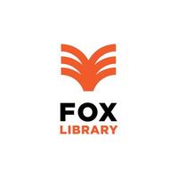 fox head with paper book logo design vector