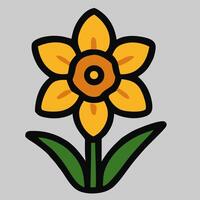 Daffodil flower icon, suitable for spring celebration, botanical branding, cheerful design themes. vector