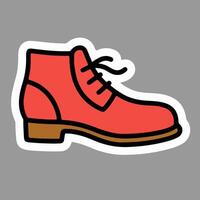 Red derby shoes icon with rounded toe, best for men smart casual themes, fashion visuals, UI assets, or formal digital outfit illustrations. vector