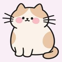 Adorable Cartoon Cat with Blush Cheeks Against a Minimalist Background vector