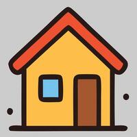 Home icon with red roof and yellow walls symbolizing housing and property investment concept vector