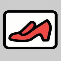 Red women heels icon with pointed toe and elegant shape, perfect for fashion apps, online store visuals, UI icons, or luxury style designs. vector