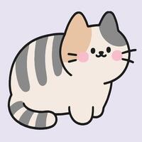 Cute Illustration of a Calico Cat with Soft Colors and Striped Details vector