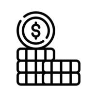 A outline style icon showing stacked dollar coins vector