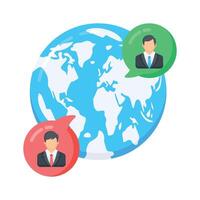 A flat icon showing international business with globe vector