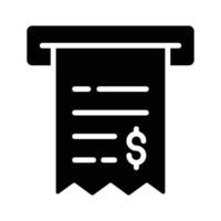 An editable solid style icon depicting withdrawal slip vector