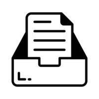A solid style icon showing organized file drawer. vector