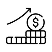 A outline style icon of profit rising chart vector