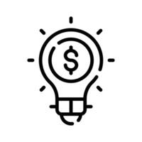 A outline style icon depicting financial idea bulb vector