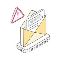 Grab this isometric icon of urgent mail alert warning vector