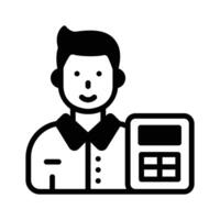 A glyph style icon of an accountant with calculator. vector