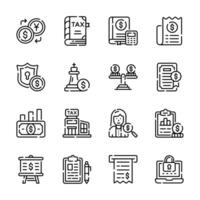 Get this modern collection of money and bookkeeping line icons, vector