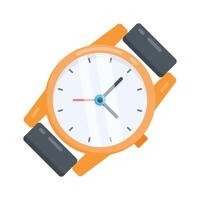 A flat style icon of wristwatch showing accurate time reading vector
