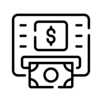 A outline style icon showing cash withdrawal transaction vector