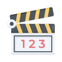 A flat icon showing clapperboard used for movie scene take vector