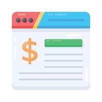 A flat style icon showing online earning website vector