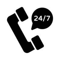 A glyph style icon showing customer support phone call vector