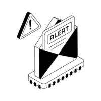Grab this isometric icon of urgent mail alert warning. vector