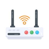 An amazing flat style icon displaying internet router signals vector