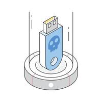 A captivating isometric icon of malware usb device threat vector