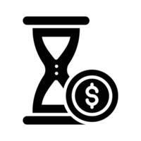 A filled style icon showing time is money concept vector