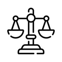 A outline style icon of balanced law scale, easy to edit vector